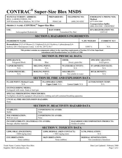 CONTRAC Super-Size Blox MSDS - Bell Laboratories