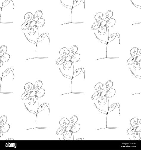 Doodle flower pattern Stock Photo - Alamy