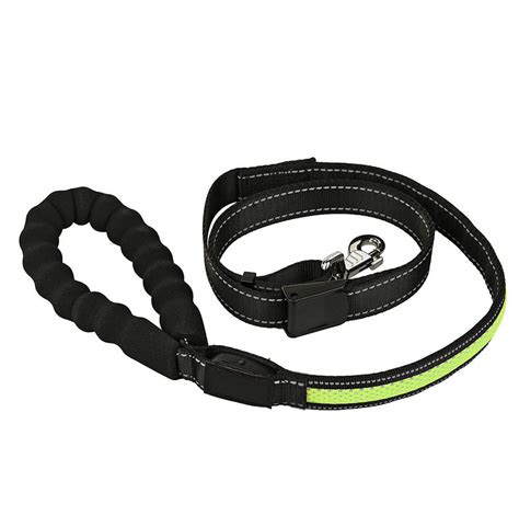 Nylon Rechargeable LED Light Up Dog Leash 47.2 - 59 Inches With Micro USB Cable