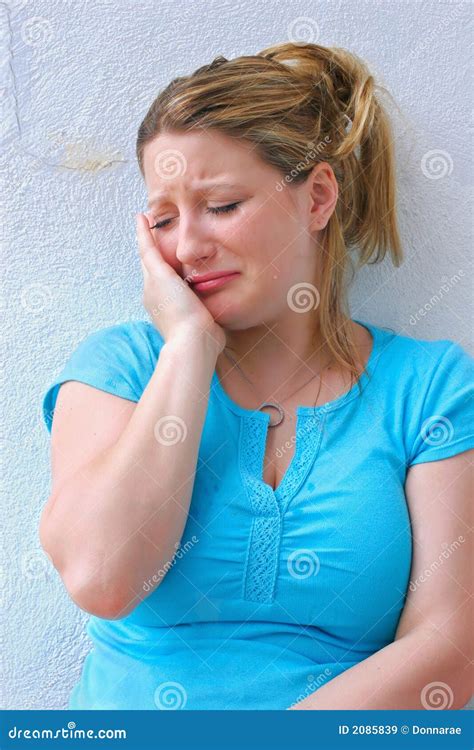 Sad Young Woman Crying Alone. Stock Image - Image: 2085839