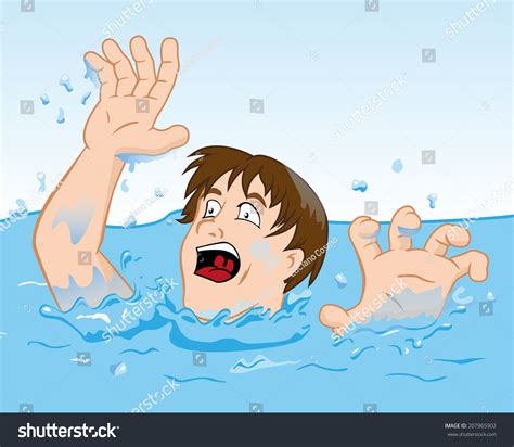 First Aid Drowning Person Struggling Water Stock Vector 207965902 ...