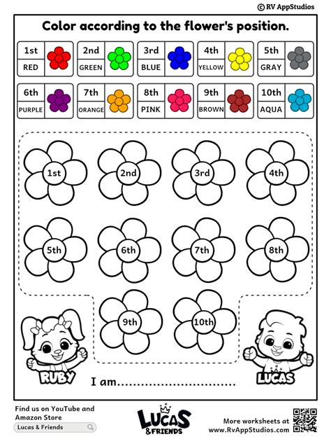 Free Ordinal Numbers Printable. Math Worksheet for Kindergarten.