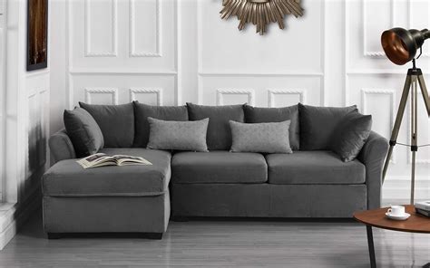 Divano Roma Furniture Modern Large Velvet Sectional Sofa, L-Shape Couch with Extra Wide Chaise ...