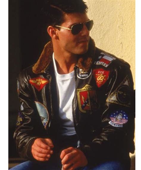 Maverick Tom Cruise Top Gun Leather Jacket with Patches - Jackets Masters