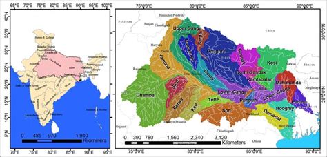 Ganga And Its Tributaries Map