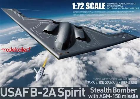 ModelCollect - UA72214 - USAF B-2A Spirit Stealth Bomber with AGM-158 missile - 1/72 Scale Model