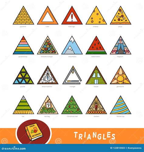 Colorful Set of Triangle Shape Objects. Visual Dictionary Stock Vector - Illustration of ruler ...