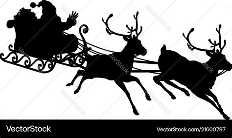 Santa sleigh silhouette Royalty Free Vector Image