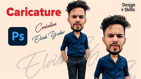 Elvish Yadav Big Bose Winner Caricature In Photoshop | By Design Skills | #elvishyadav - YouTube