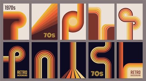 Premium Vector | Retro geometric lines posters, 1970s style stripes prints. Fun abstract color ...