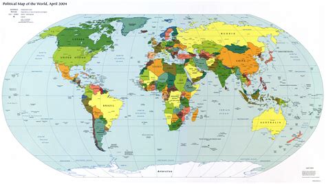 Large detailed political map of the World with capitals and major cities - 2004 | World ...