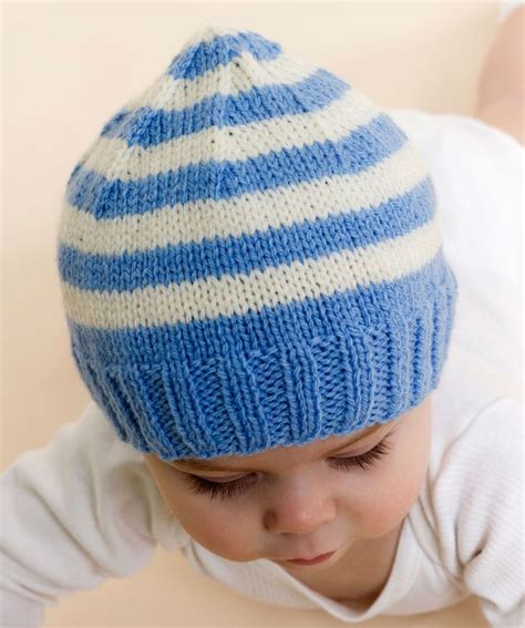Free Knitting Patterns Baby Hats | Stripe Knit Baby Hat Knitting Pattern | Red Heart | Knit ...