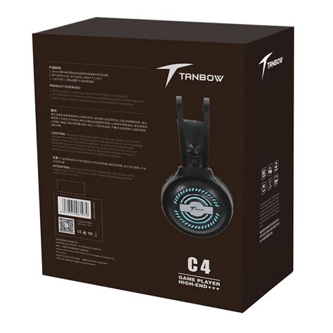 TANBOW C4 Gaming Headset Virtual 7.1 Channel 50mm Unit RGB Light USB Plug Skin-friendly and ...