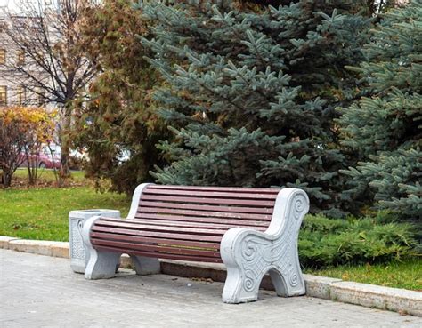 Premium Photo | Bench in the autumn park Wooden seat