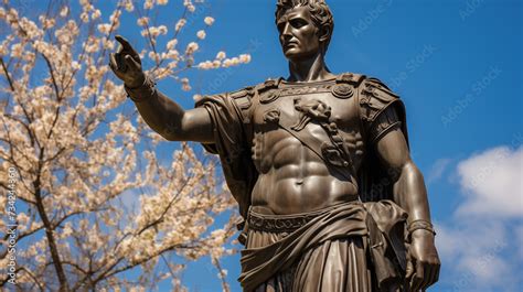 Julius Caesar statue in ancient Rome, stoned statue on a roman ...