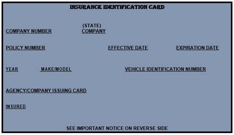 Proof blank fillable fake car insurance card template 290038