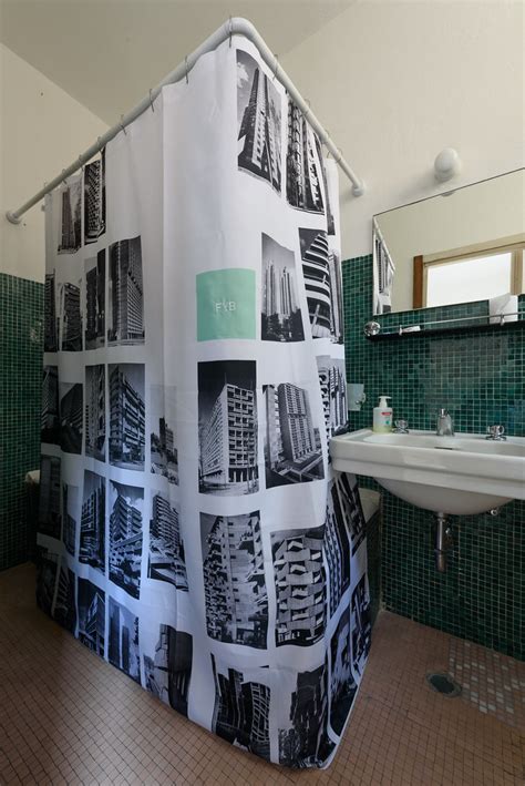 A "brutalist" shower curtain by Michael Abrahamson is inst… | Flickr