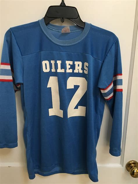 vintage Houston Oilers #12 jersey NFL football youth size XL 18-20 Rawlings polyester retro long ...