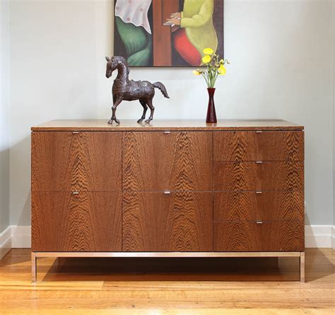 5567 - Contemporary Wenge Oak + Chrome Sideboard Credenza 4 Drawer ...