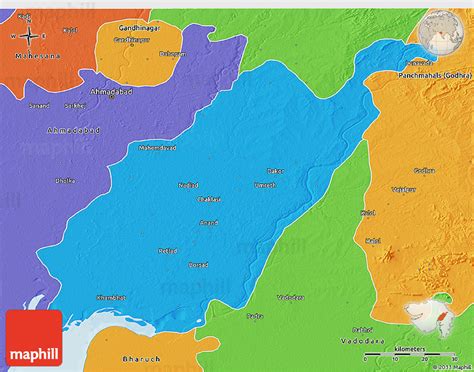 Political 3D Map of Kheda