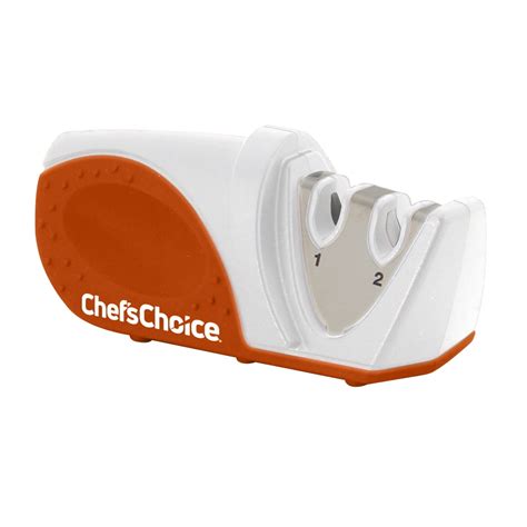 Chef's Choice Compact 2-Stage Manual Knife Sharpener, White/Orange ...