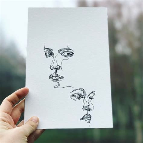 Acting like I'm casually sketching one line faces in nature, but really I drew this huddled on ...
