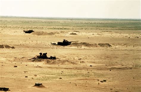 A group of burned out Iraqi T-72 main battle tanks destroyed in ...