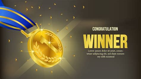 Premium Vector | Golden medal winner announcement banner