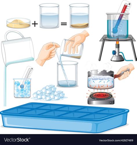 Science experiments with water status Royalty Free Vector