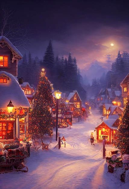 Premium Photo | Christmas village in the mountains winter landscape houses with christmas ...