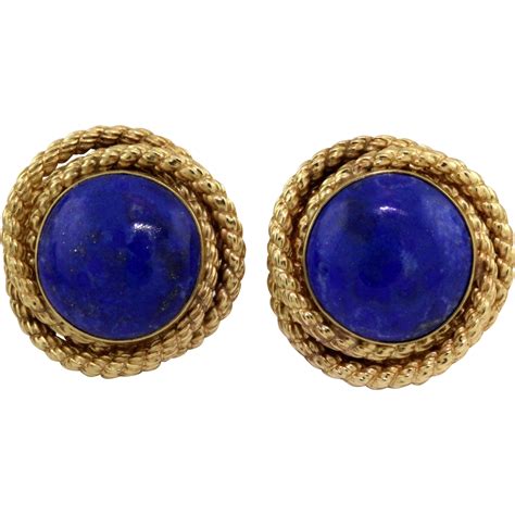 RESERVED Large 14k Lapis Lazuli Stud Earrings SOLD on Ruby Lane