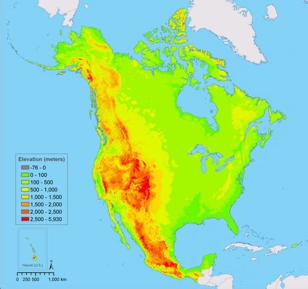 Elevation of North America | Abstract, Map, North american