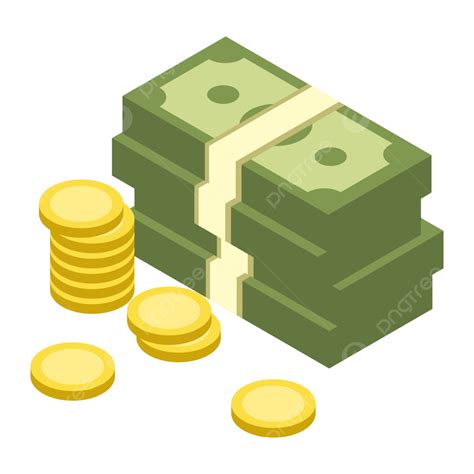 Cash Money Isometric Flat Illustration, Cash, Money, Isometric PNG ...