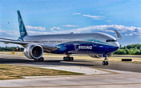 Download wallpapers Flying Boeing 777X, airport, HDR, airplane, Boeing ...