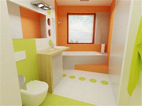 Bathroom Design: Orange and Green Bathroom Modern Colors Bathroom