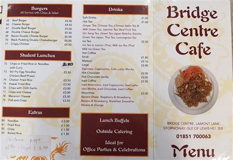 Menu at Bridge Centre Café cafe, Stornoway