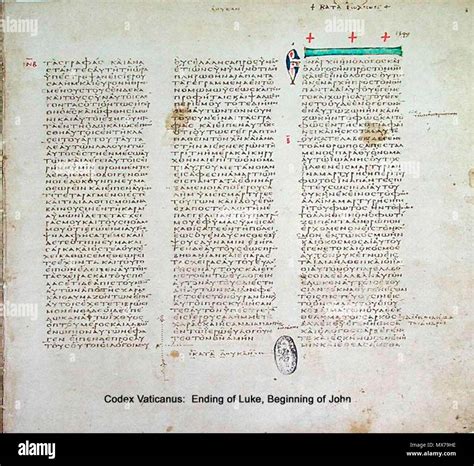 . English: Ending of Luke and Beginning of John in Codex Vaticanus ...