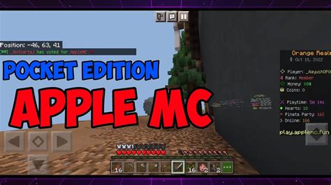 Playing Apple Mc server in pocket edition #minecraft - YouTube