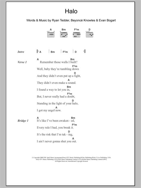 Halo by Beyonce - Guitar Chords/Lyrics - Guitar Instructor