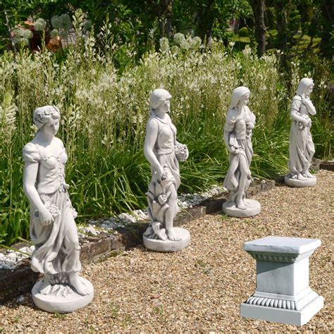 Four Seasons Maidens 120cm Stone Resin Garden Statues & Pedestals