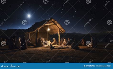 Nativity Scene in Bethlehem Stock Illustration - Illustration of ...