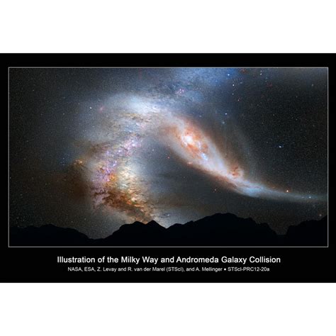 Milky Way Andromeda Galaxy Collision Hi Gloss Space Poster Fine Art ...