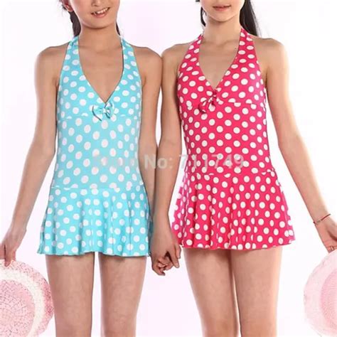 Children Girl Swimwear Cute Polka Dots One Piece Kids Swimsuit Bathing Suit Swimming Wear ...