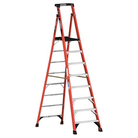 Werner 14 ft. Reach Fiberglass Podium Ladder with 300 lb. Load Capacity ...