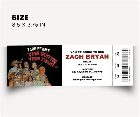 Personalized Editable Zach Bryan Concert Ticket, the Quittin Time Tour ...