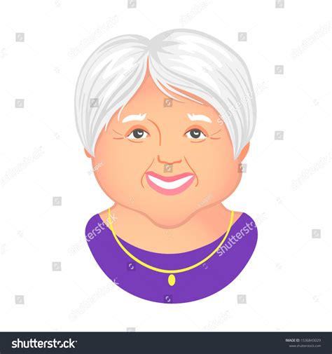 Vector Portrait Happy Smiling Old Lady Stock Vector (Royalty Free ...