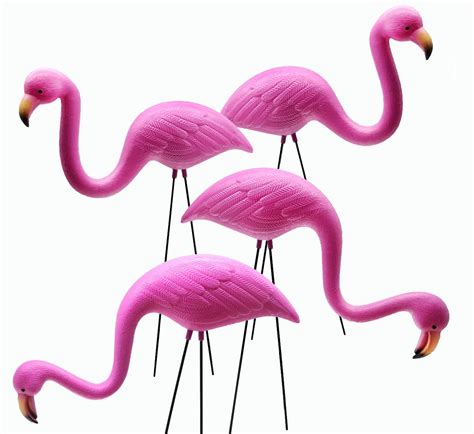 GiftExpress Set of 4, Small Pink Flamingo Yard Ornament/Mini Lawn Flamingo Ornaments/Pink ...