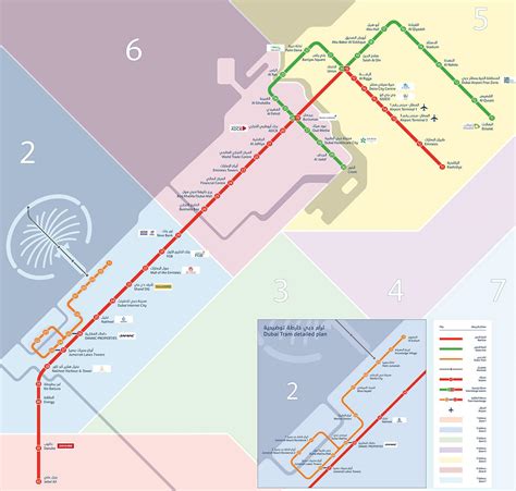 Dubai metro und tram map - Dubai metro-Karte, mit der Straßenbahn (Vereinigte Arabische Emirate)