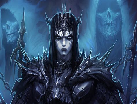 Download Evil Skull Spikes Dark Blue Armor Fantasy Demon HD Wallpaper ...