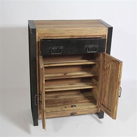 meuble-chaussure-bois-metal-industriel-loft-03 | Easy woodworking projects, Liquor cabinet ...